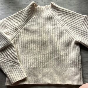rag & bone Cream Ribbed Turtleneck Sweater